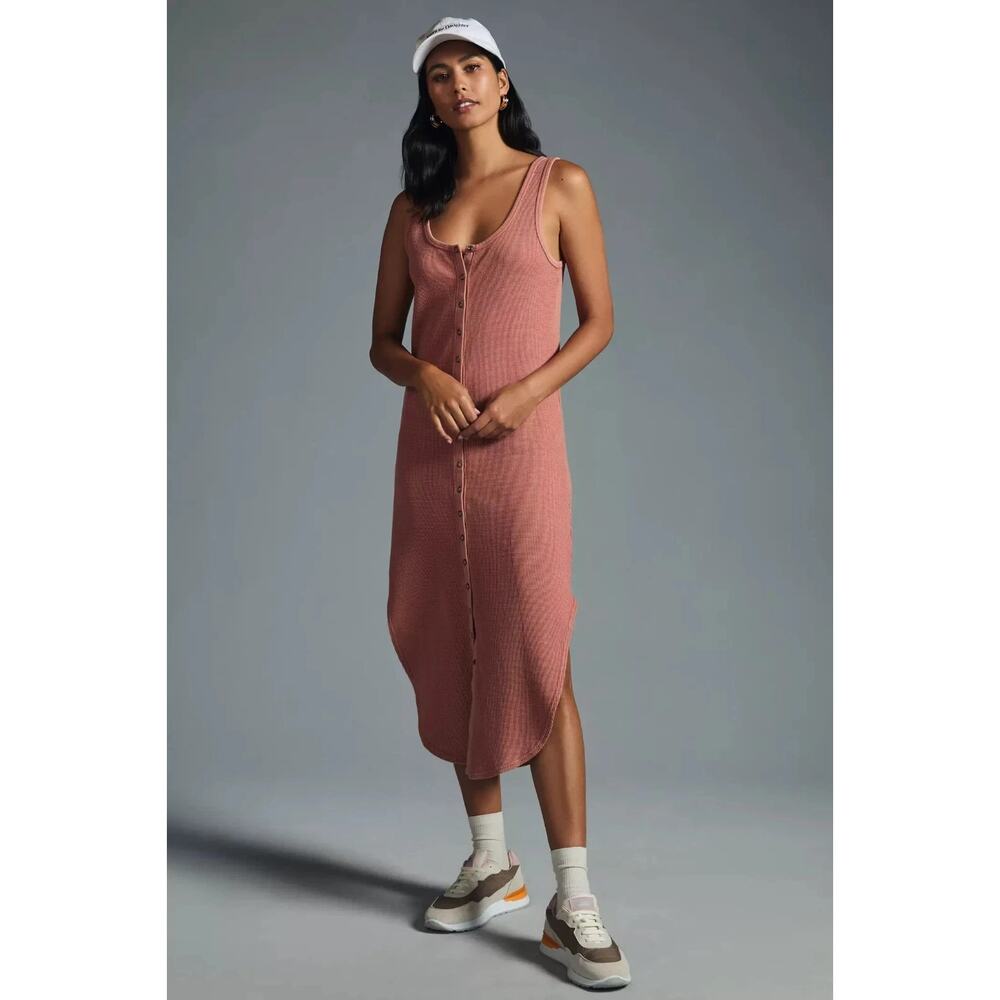 Daily Practice by Anthropologie Button-Front Midi Dress Terracotta Size Large